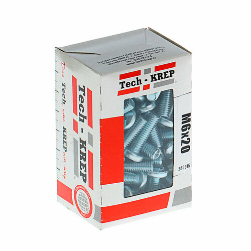 Tech-Krep Винт DIN7985 с полукруглой головкой оцинк. М6х20 (70 шт) - коробка с ок. Tech-Kr D 105226