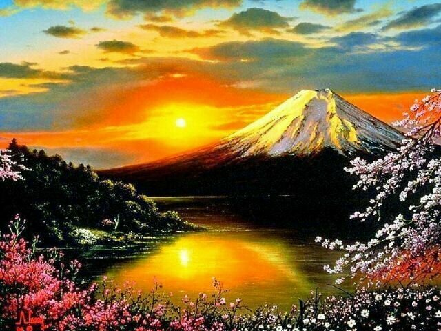 Картина по номерам "Восход на горе Фудзияма" 40х50 GX3087