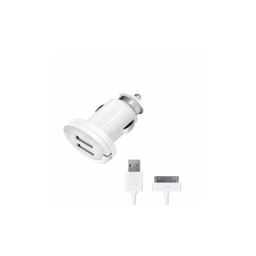 Автомобильное зарядное устройство Deppa с кабелем 30-pin для iPhone/iPad белый
