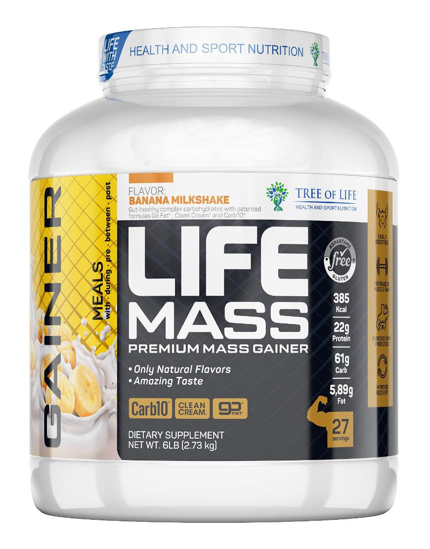 Tree of Life Life Mass Premium Mass Gainer 2730 гр (банановый молочный коктейль)