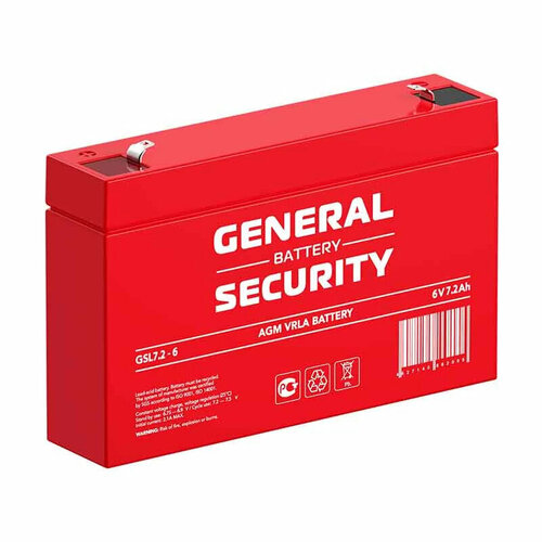 Аккумуляторная батарея General Security GSL 7.2-6 аккумулятор для ибп general security gsl7 2 12 12 в 7 2 ач