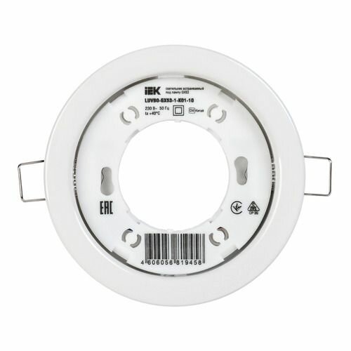 фото Точечный светильник IEK 15Вт, патрон GX53 х 1шт, встраиваемый, на потолок, белый [luvb0-gx53-1-k01-10]