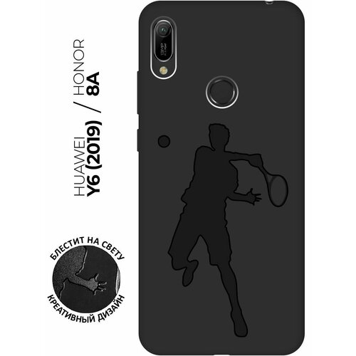 Матовый чехол Tennis для Huawei Y6 (2019) / Y6 Prime (2019) / Honor 8A / 8A Pro / Хонор 8а / Хонор 8а Про / Хуавей У6 2019 / Хуавей У6 Прайм 2019 с эффектом блика черный матовый чехол unicorns and candies для honor 8a 8a pro huawei y6 2019 y6 prime 2019 хонор 8а 8а про хуавей у6 2019 бирюзовый