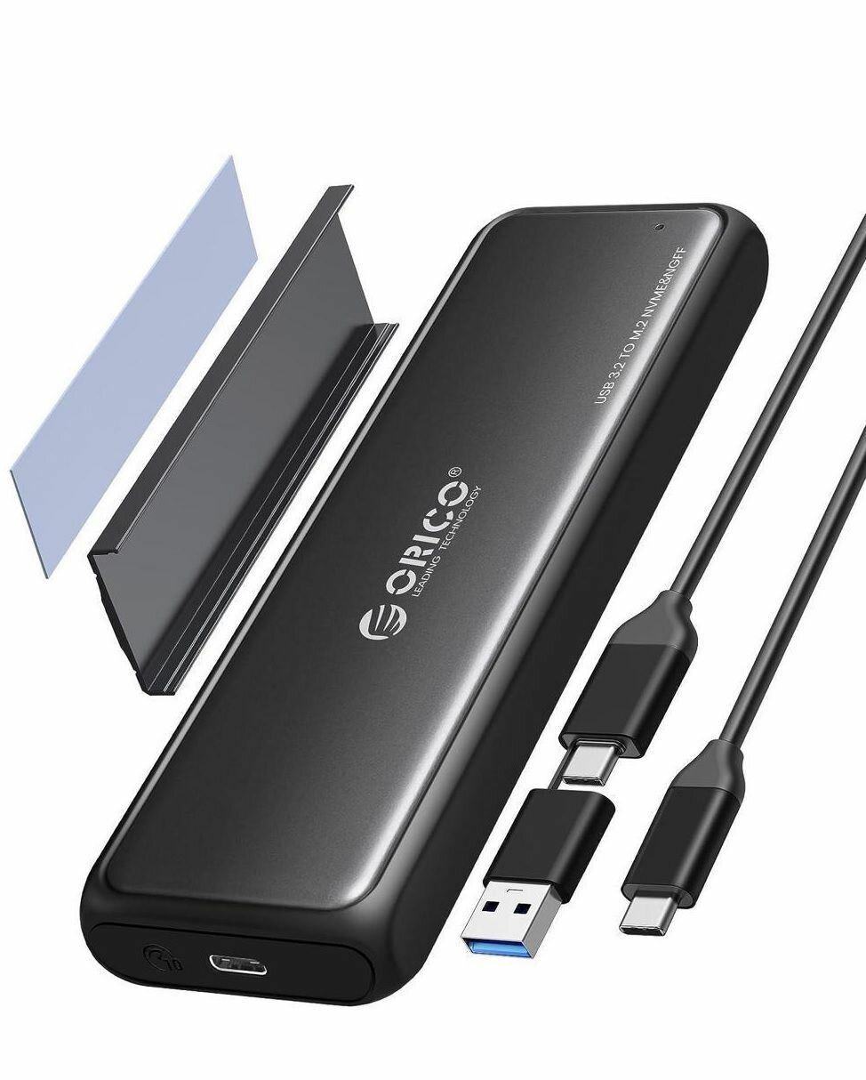 Корпус SSD ORICO USB 3.2 Gen2 NVMe/NGFF(SATA) 10 Гбит/с черный (ORICO-DDNV-C3-G2-BK-BP)