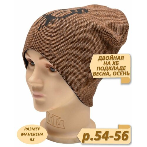 фото Шапка selfiework, размер 54-56, коричневый