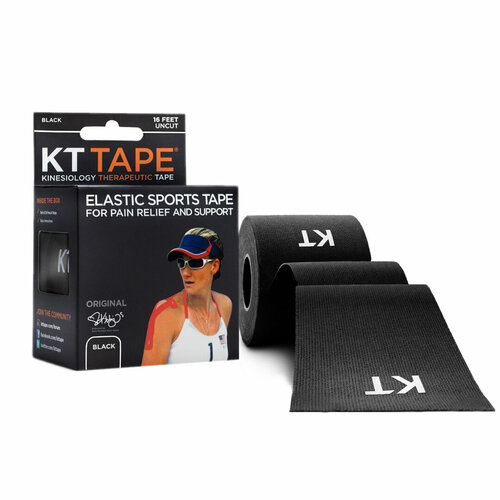 фото Кинезиотейп kt tape original, хлопок, рулон, 5 м х 5 см, цвет черный