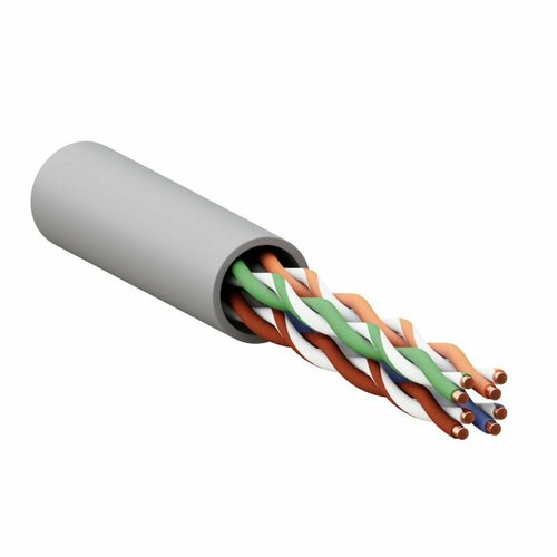 Кабель витая пара U/UTP кат.5E 4 пары 24 AWG solid PVC сер. TERACOM PRO PRO EKF TRP-5EUTP-04PVC-GY-IN3 кабель utp 4 c5e solid gy 305 витая пара utp u utp кат 5e 4 пары 24 awg одножильн solid pvc 305м сер hyperline 41903 упак 305 м