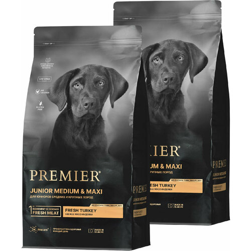 PREMIER LOW GRAIN JUNIOR MEDIUM & MAXI TURKEY низкозерновой для юниоров средних и крупных пород (3 + 3 кг)