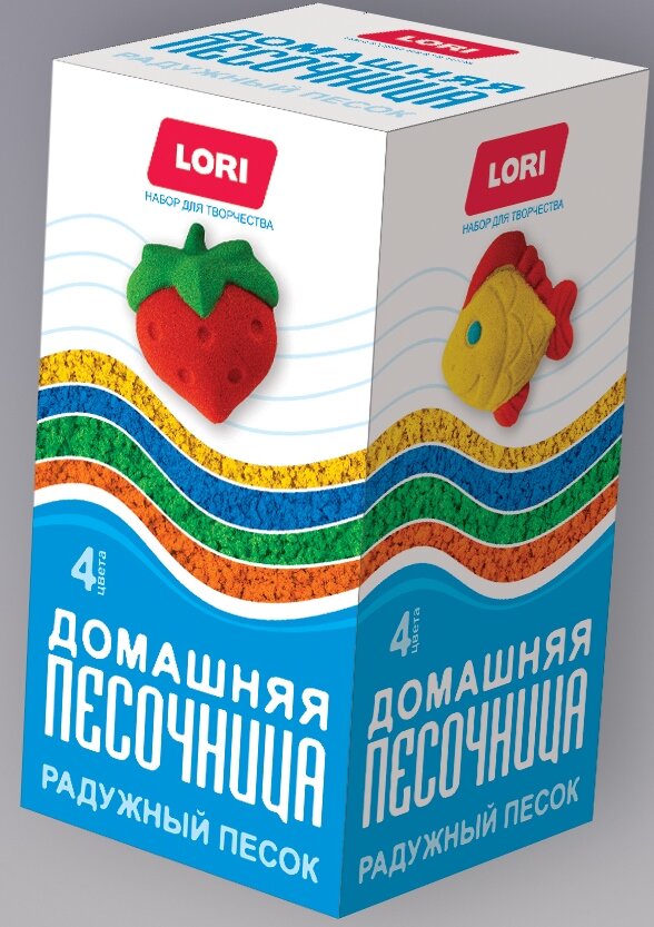 LORI Домашняя Песочница Радужный песок (80гр, 4 цвета) (в коробке) (от 4 лет) Пт022, (ООО "7-Я")