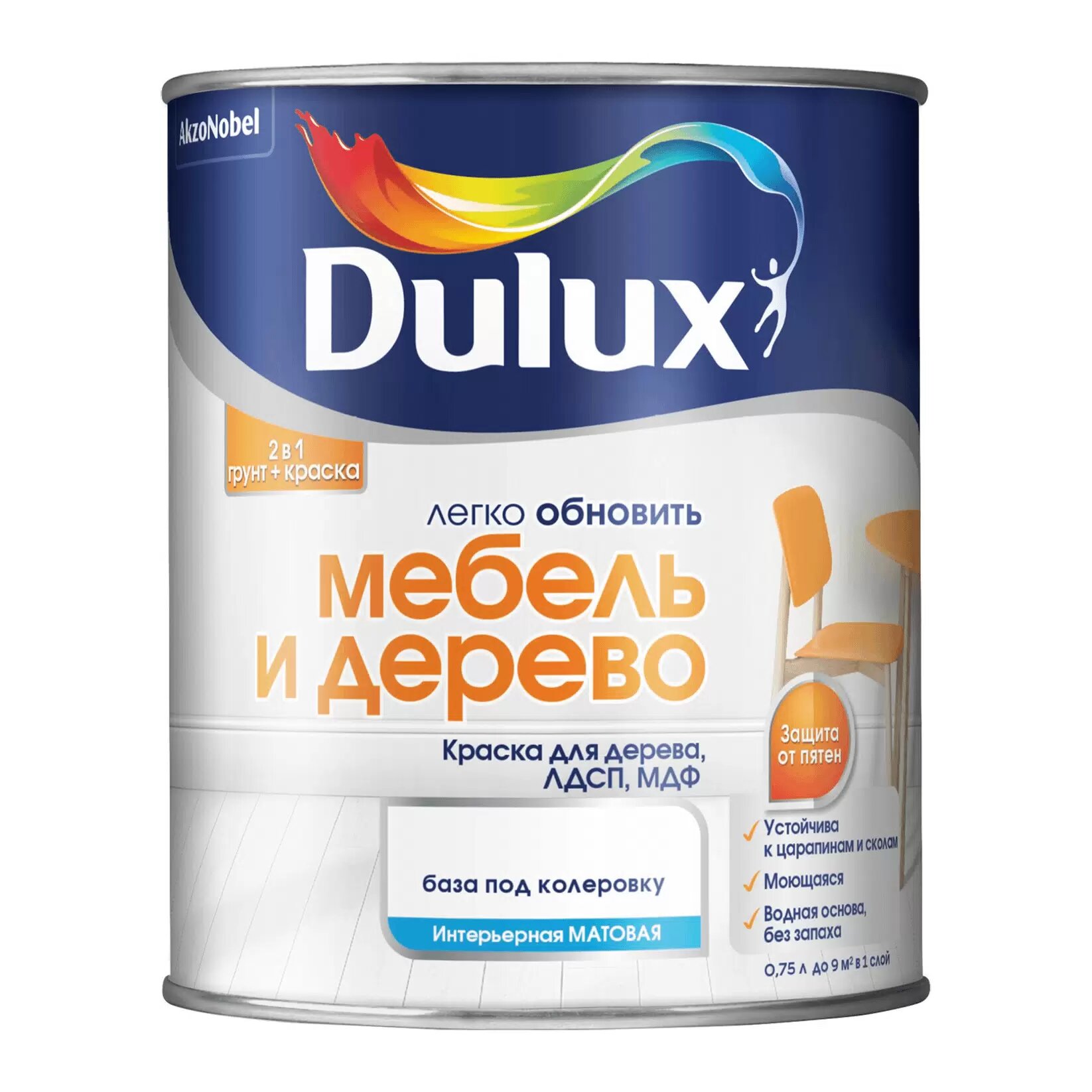 Краска Dulux Мебель и Дерево BС 0,75л