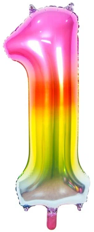Воздушный шар, фольгированный, "Цифра 1", цвет радужный, 100 см