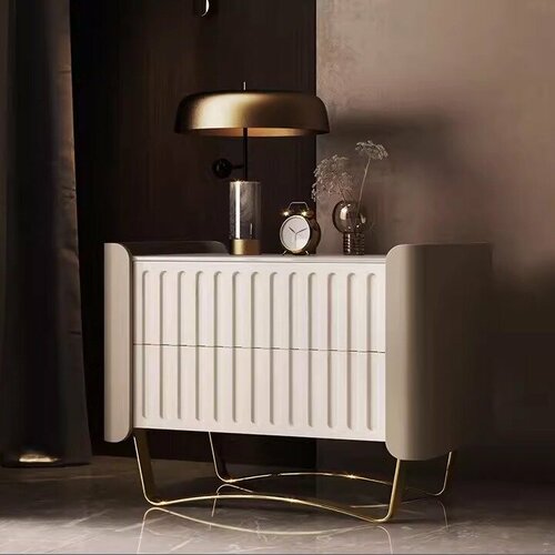 Прикроватная тумбочка Ernesto с подсветкой и беспроводной зарядкой (абрикосовый Flax apricot)