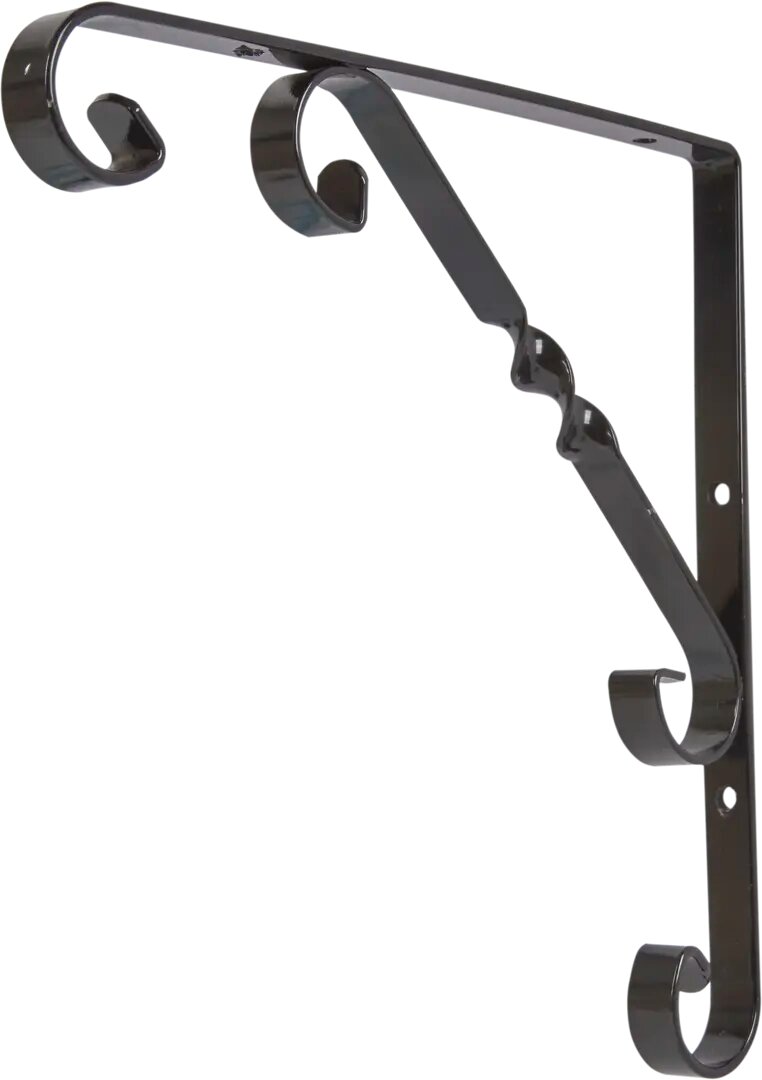 фото Кронштейн для полки Larvij Орнамент 20x20 см нагрузка до 15 кг металл цвет чёрный