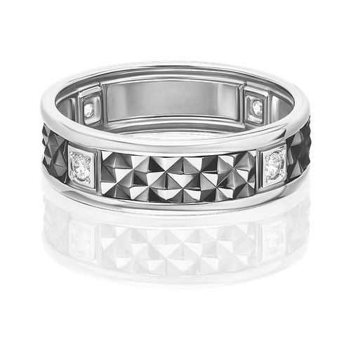 фото Кольцо diamant online, белое золото, 585 проба, фианит, размер 20, черный