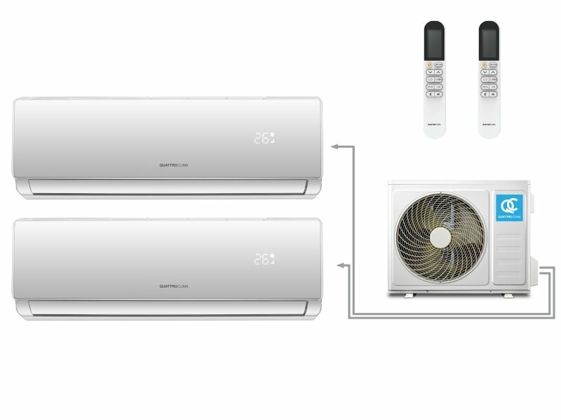 Мульти сплит-система на 2 комнаты QUATTROCLIMA QN-FM21UA + QV-FM12WA * 2 шт. (35м2 + 35м2)