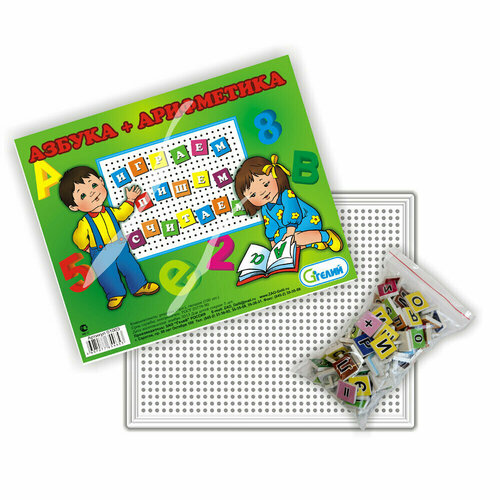 Мозаика Азбука+Математика 200 элементов мозаика для малышей азбука математика стеллар