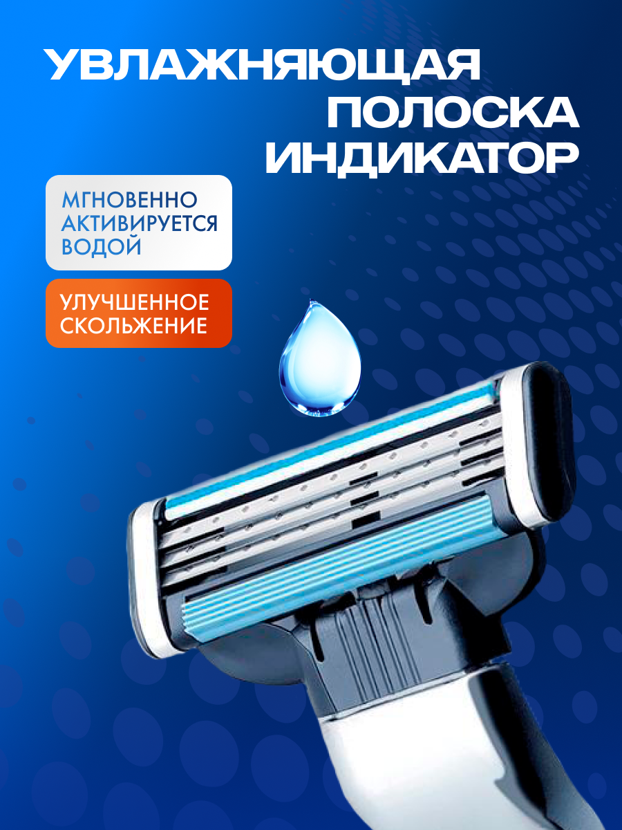 Сменные кассеты Men's Mac 3 для бритья мужские совместимы с Gillette Mach 3, 4 шт по 3 лезвия