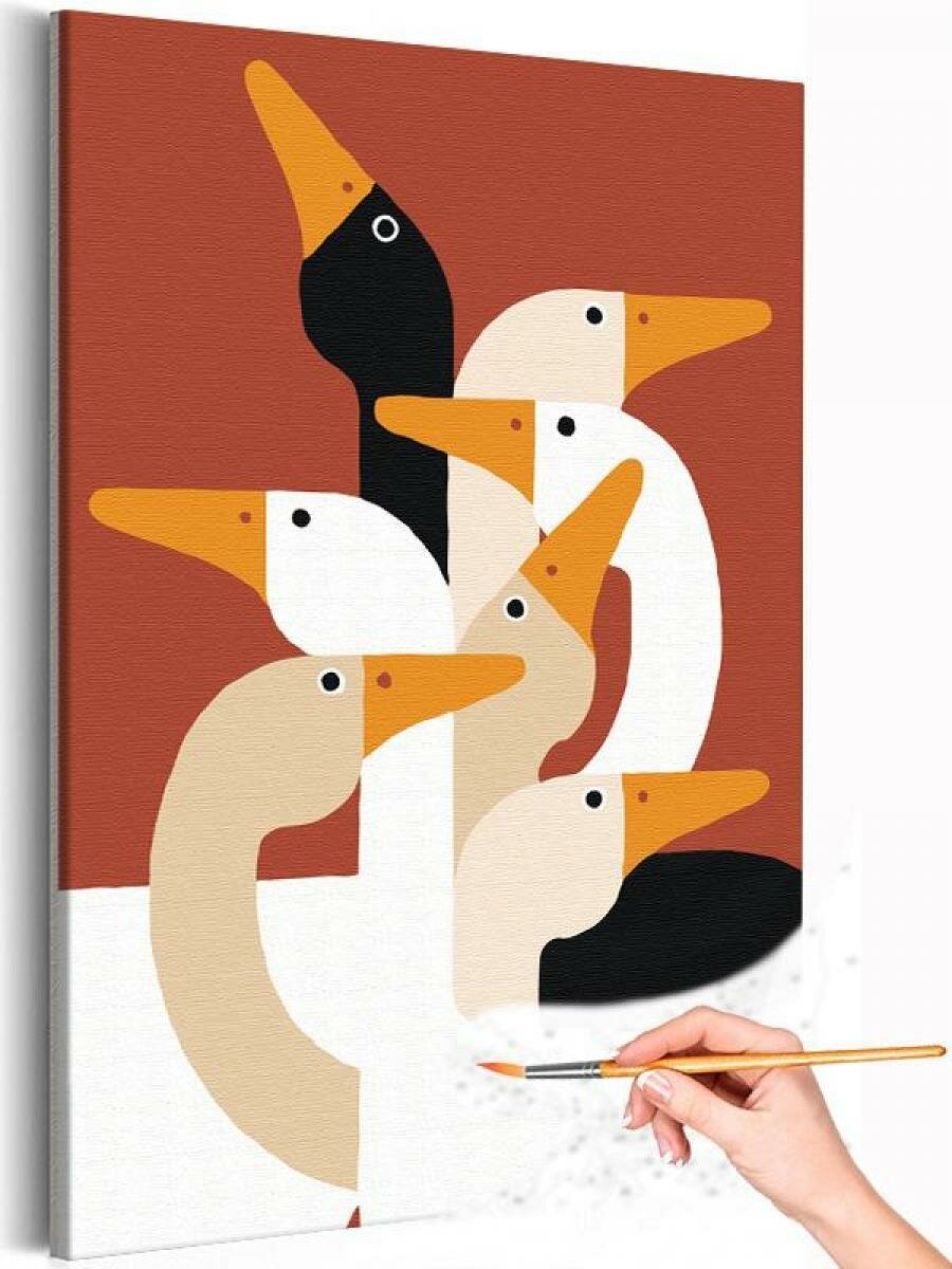 Гуси Абстракция Для детей Детские Птицы Животные Интерьерная Раскраска картина по номерам на холсте 40х60