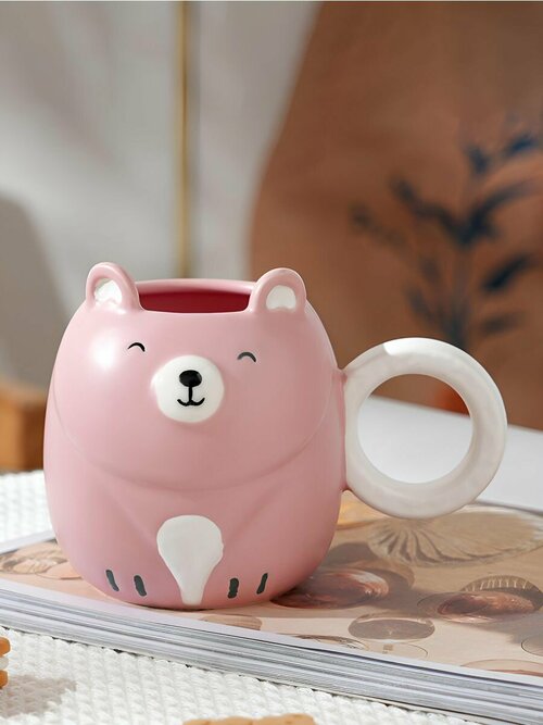 Кружка для чая кофе керамическая Honey bear pink 560 мл