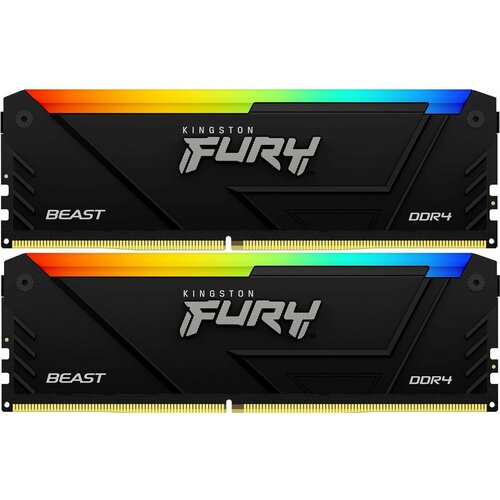 Память DDR4 2x8GB 3600MHz Kingston KF436C17BB2AK216 Fury Beast RGB RTL Gaming PC4-28800 CL17 DIMM 288-pin 135В kit single rank с радиатором Ret 913400₽