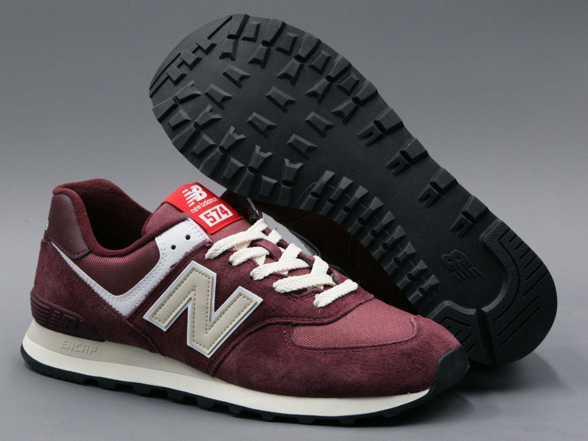 Кроссовки New Balance 574, полнота D, размер 9 US, бордовый