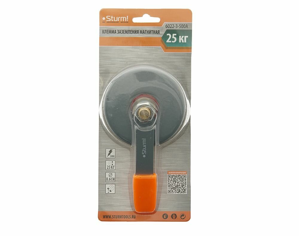 фото Клемма заземления магнитная, 500А, d 86mm Sturm! 6022-3-500A