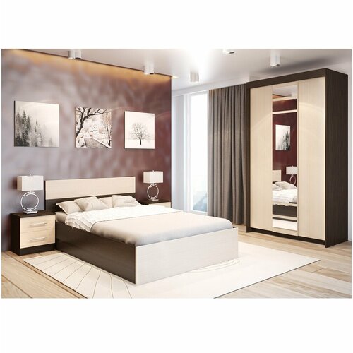 Кровать Юнона80200 см Венге - дуб молочный 4364₽