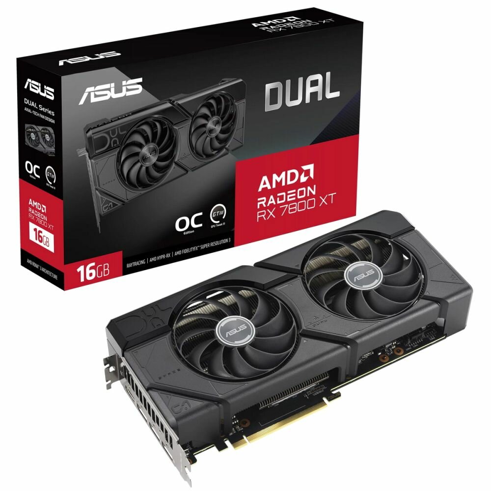 Видеокарта ASUS DUAL-RX7800XT-O16G /RX7800XT HDMI*1 DP*316G D6