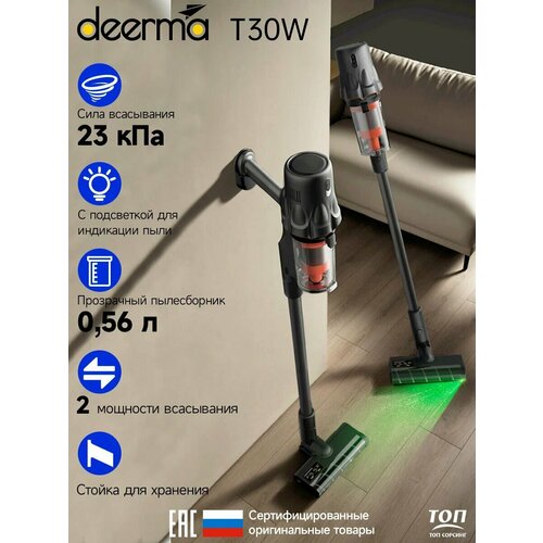 Беспроводной вертикальный пылесос Deerma T30W Black черный 1559000₽