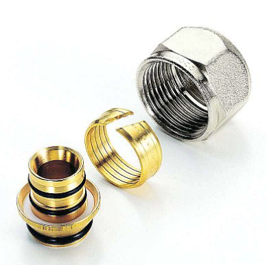 фото Адаптеры для многослойных труб на соединения 1/2"x16 (Комплект из желтой гайки, кольца и вкладыша), Art. 1631G