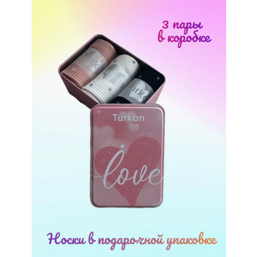 носки turkan c сердечками Носки Turkan, 3 пары, размер 36/41, розовый