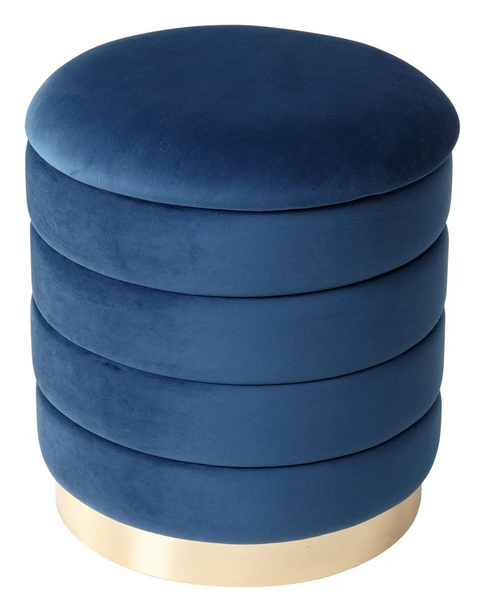 фото Пуф для гостиной фред синий #29, велюр / золотой каркас М-City