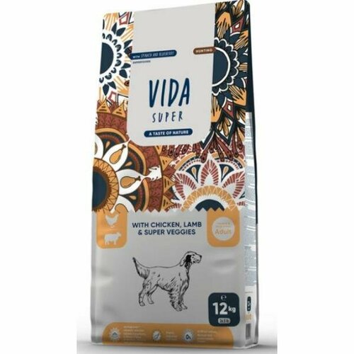 Vida Super Корм Vida Super Hunting для взрослых собак средних и крупных пород с курицей, ягненком и овощами, 12кг