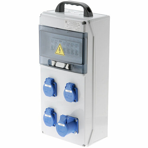 Щит ЩР0-3136-4-44УХЛ4 32А переносной с ручкой IP44 с розетками 4шт. х220В-16А