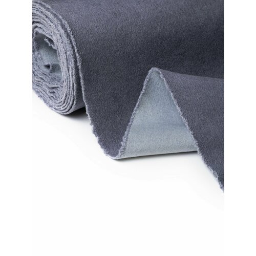 Ткань двухслойный двухсторонний кашемир с шерстью серый, серо-голубой.