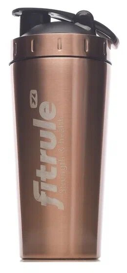 Шейкер FitRule алюминиевый с прозрачной вставкой 700ml (Золотой Розовый)