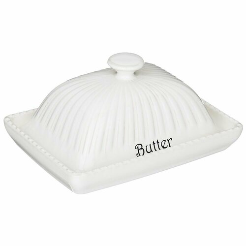 Масленка с крышкой фарфоровая Bronco Soul Kitchen 16x11x75 см для сливочного масла белая 1473₽