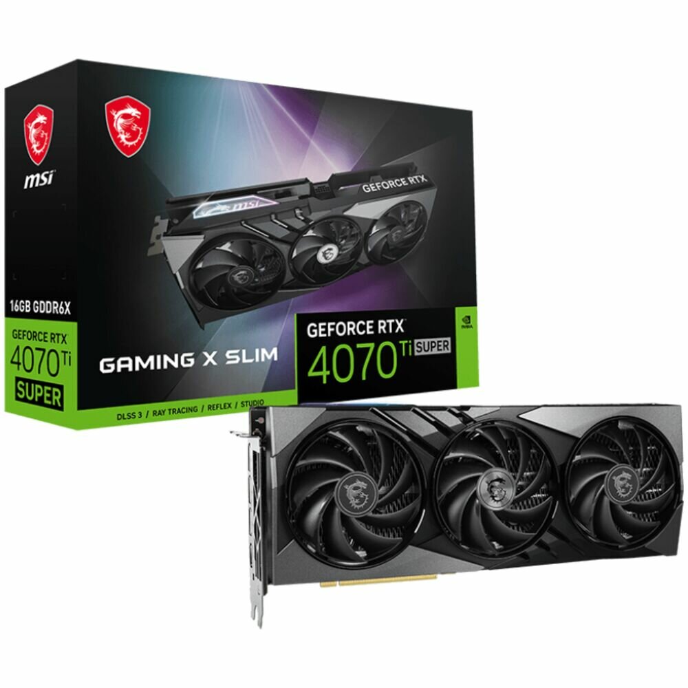 MSI GeForce RTX 4070 Ti Super 16384Mb, Gaming X Slim 16G (RTX 4070 Ti Super 16G Gaming X Slim ) 1xHDMI, 3xDP, Ret