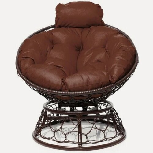 Изображение товара Кресло M-group м-групп папасан пружинка мини с ротангом коричневое, коричневая подушка