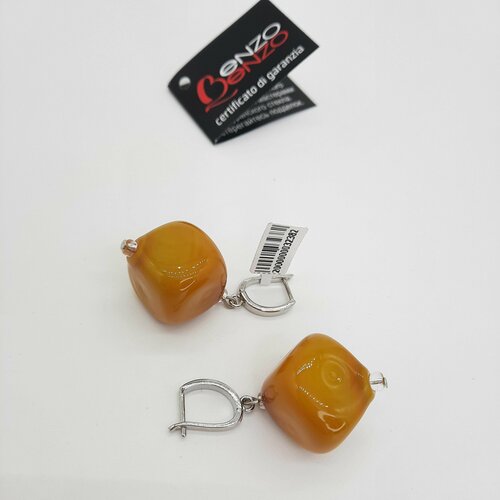 Серьги Enzo Benzo, стекло, горчичный