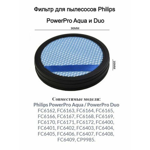 Сменный губчатый фильтр для Philips Power Pro Duo и Power Pro Aqua фильтр моторный для пылесоса philips cp9985 01 432200494361 fc6162 fc6163 fc6164 fc6168 fpl 64