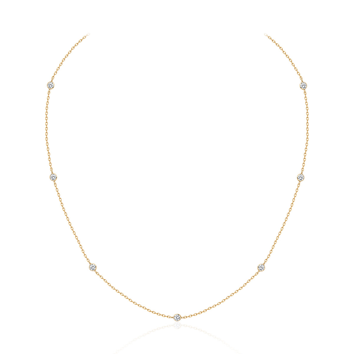 Колье, желтое золото, 585 проба, фианит