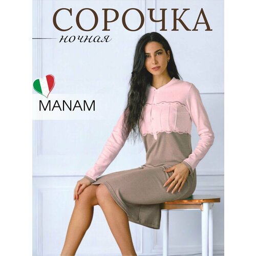 Сорочка MANAM, размер 48, коричневый, розовый