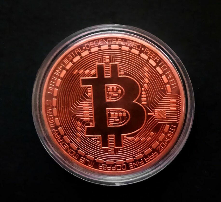 Монета сувенирная коллекционная Биткоин Bitcoin криптовалюта 1 шт в кейсе — фото 1