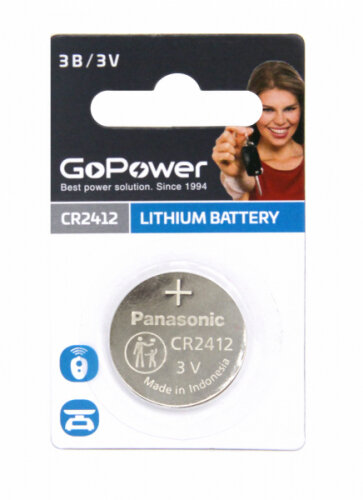 Батарейка Gopower CR2412 BL1 Lithium 3V (00-00021266)