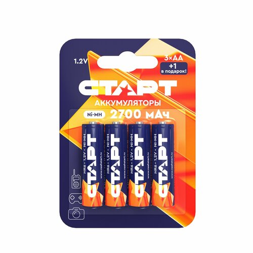 Аккумуляторы старт HR6 AA 2700mAh Ni-MH BL3+1 48/768