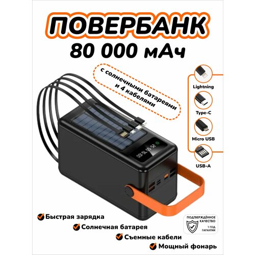 Внешний аккумулятор повербанк 80000 mAh с кабелями 1098800₽