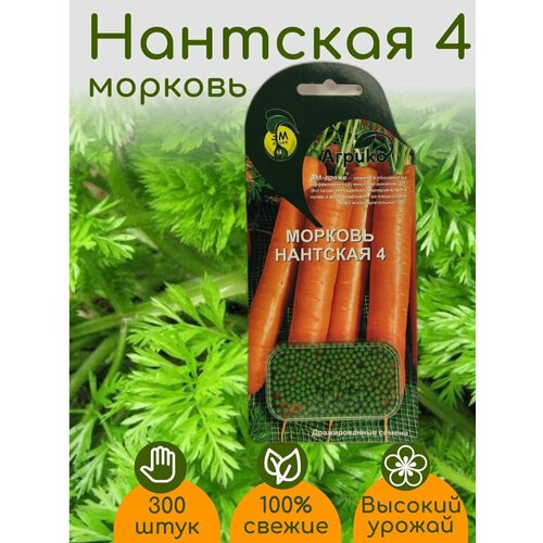 Морковь Нантская 4 семена ЭМ драже 1 упаковка