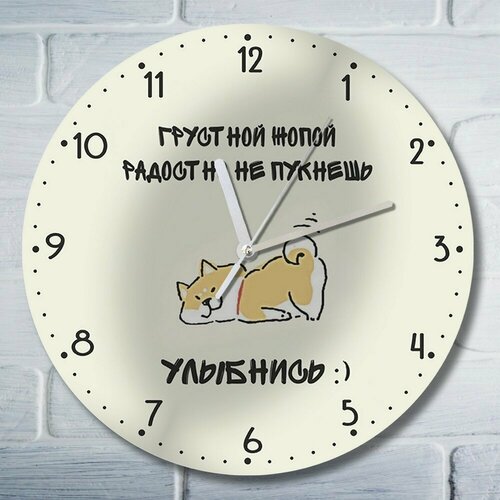 Настенные часы УФ собака грустной радостно мемы сиба ину милота - 10036 1290₽