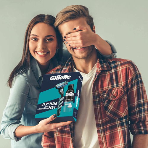 Набор подарочный Gillette Mach3 Станок для бритья + Пена для бритья 200мл gillette пена для бритья classic sensitive 200 мл 3 шт